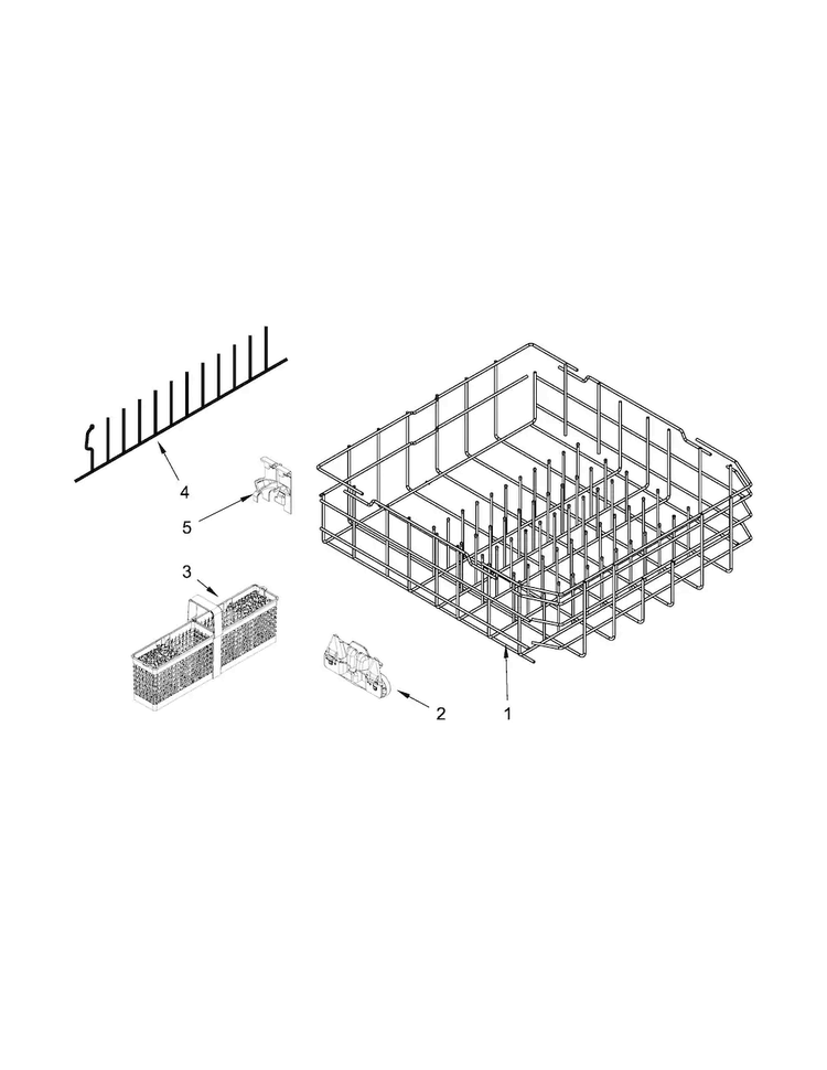 Lower Rack Parts Diagram and Parts List for KUDL15FXSS7  KitchenAid Dishwasher