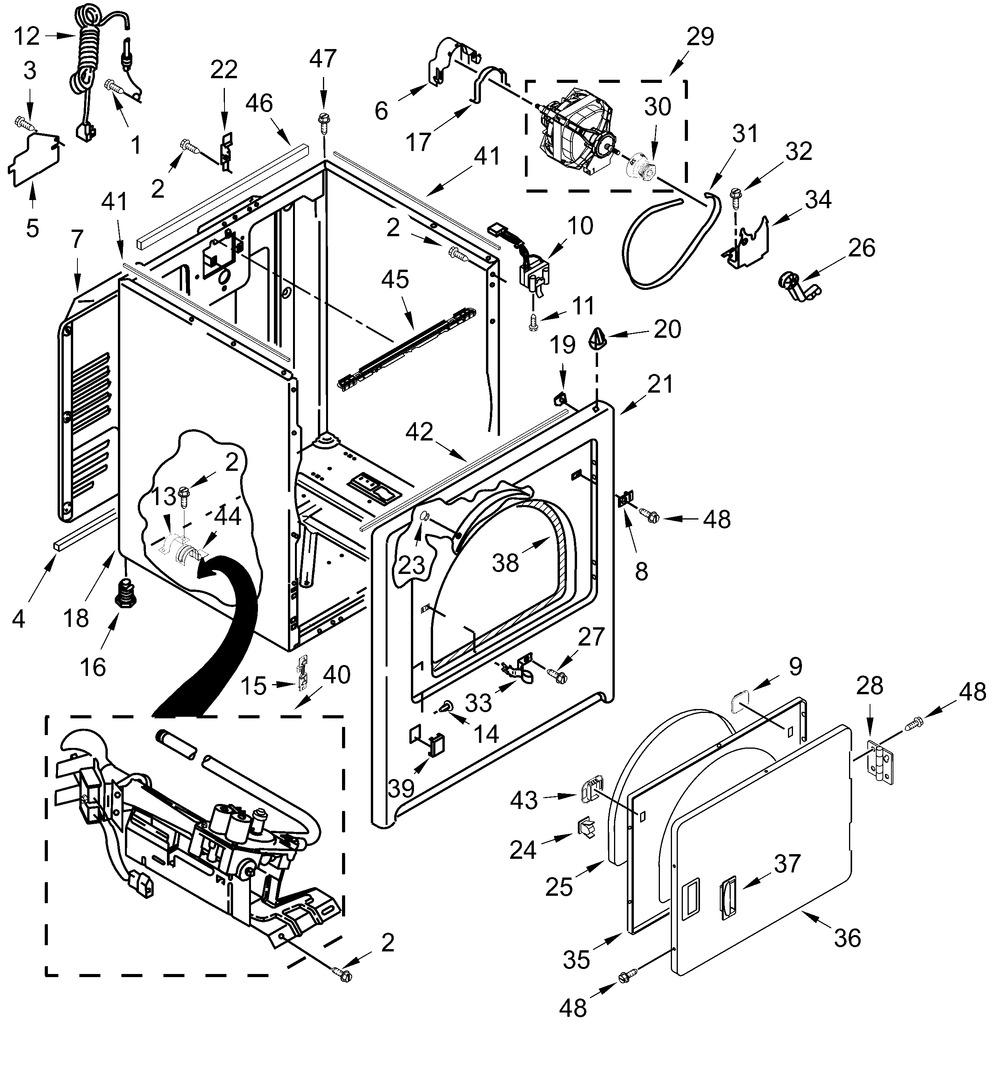 Cabinet Parts Diagram and Parts List for ZDGW7115RB0  Whirlpool Range
