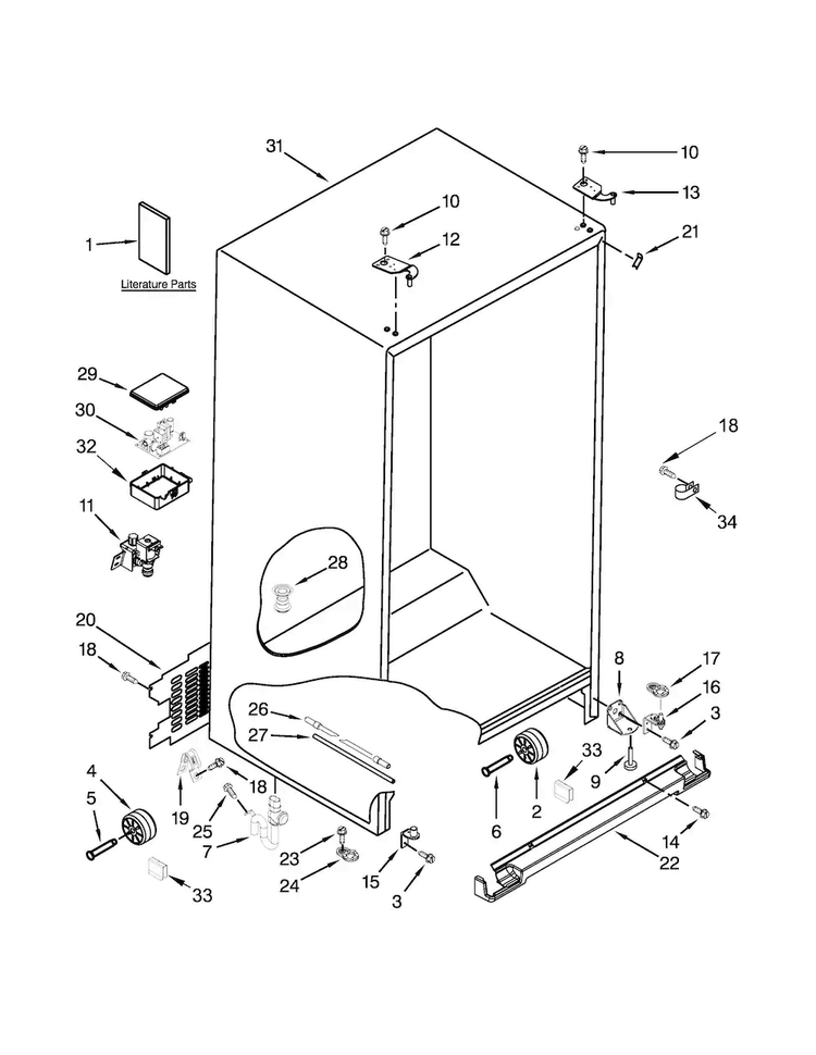 Cabinet Parts Diagram and Parts List for 10651132210  Kenmore Refrigerator