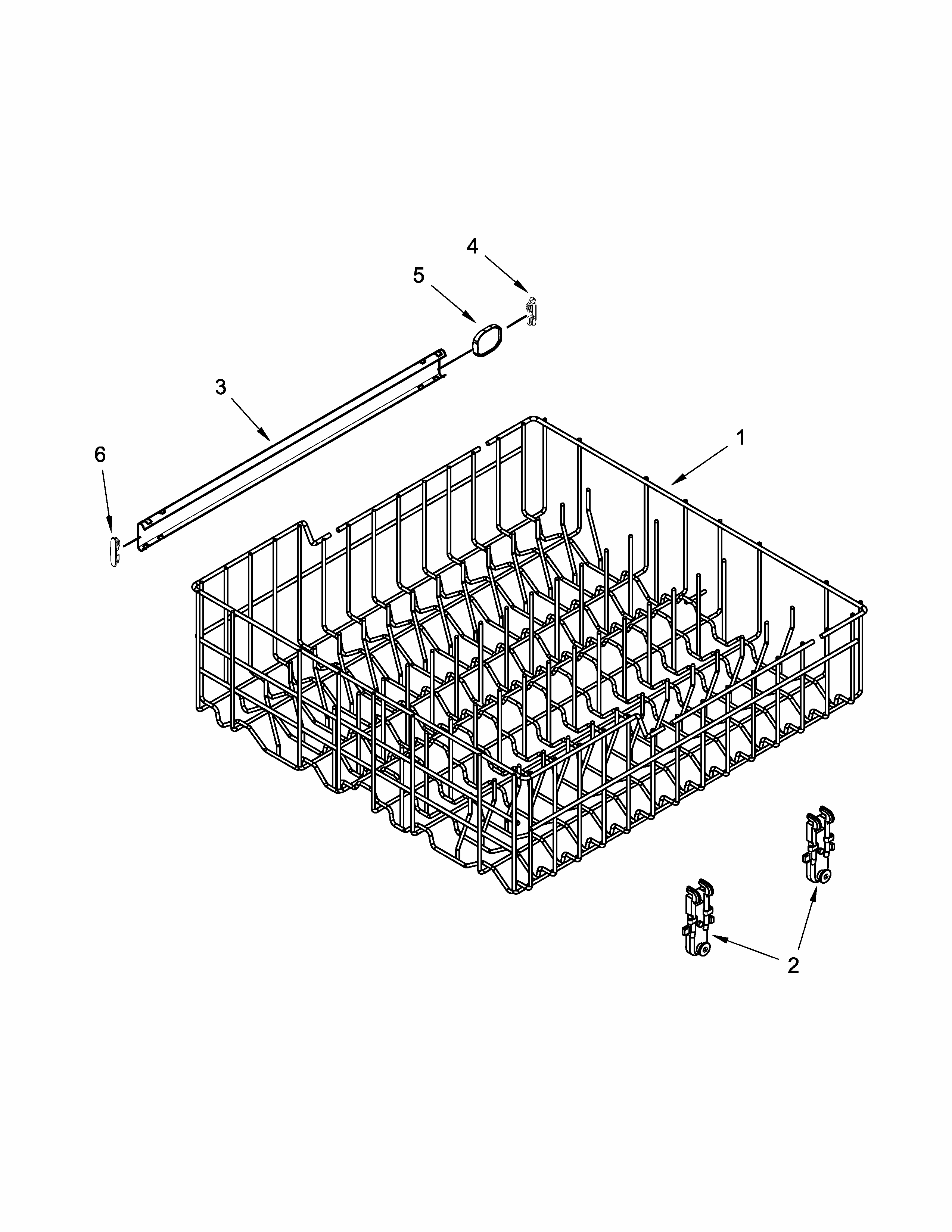 Upper Rack And Track Parts Diagram and Parts List for 66513093N410  Kenmore Dishwasher