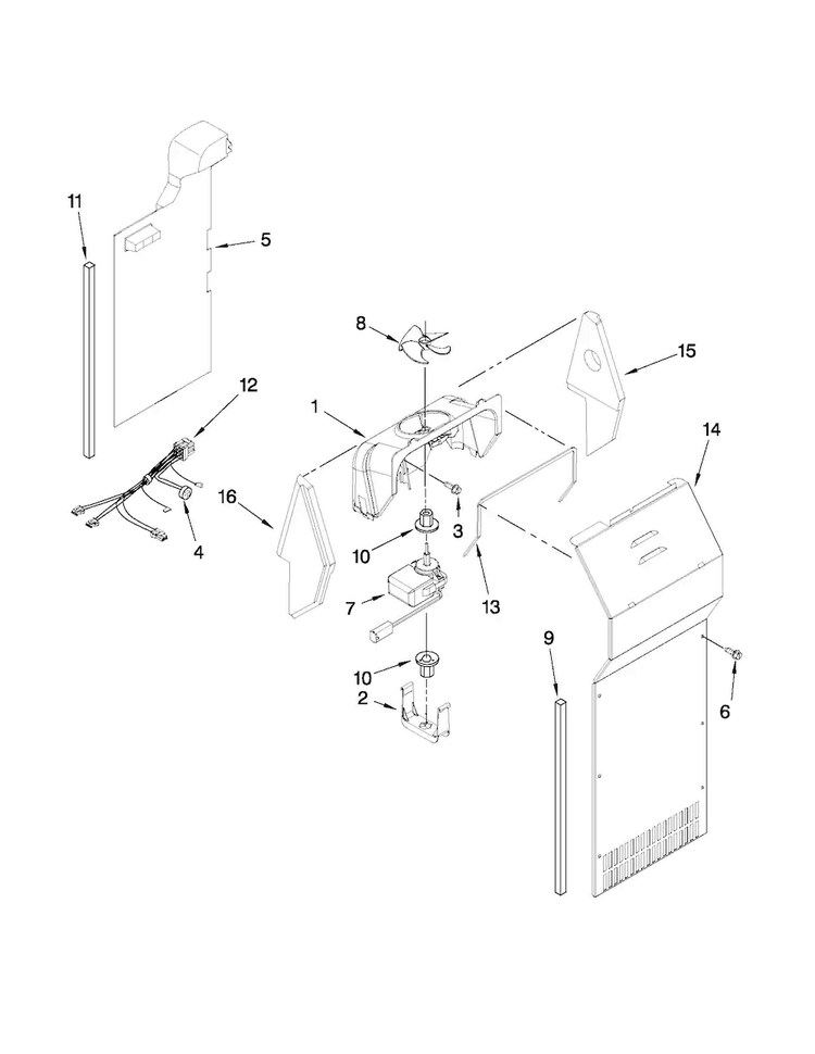 Air Flow Parts Diagram and Parts List for 10659912703  Kenmore Refrigerator