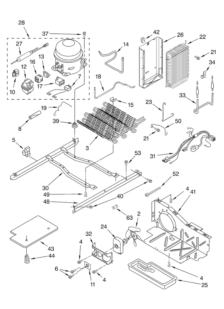 Unit Parts Diagram and Parts List for ED5LHGXNT00  Whirlpool Refrigerator