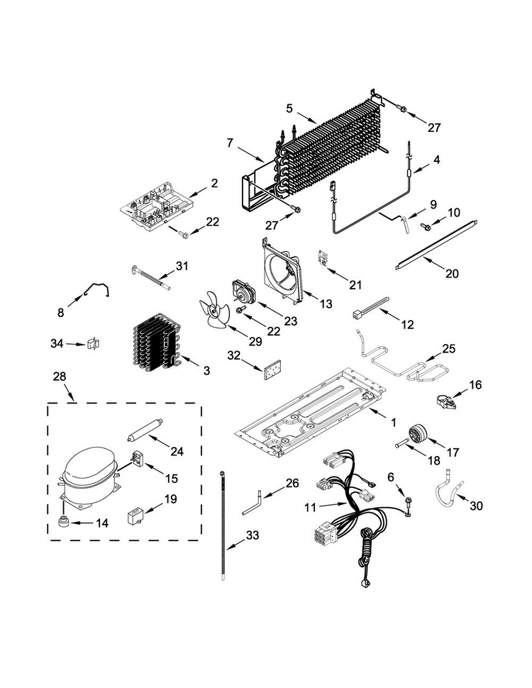 Unit Parts Diagram and Parts List for WRT148FZDW00  Whirlpool Refrigerator