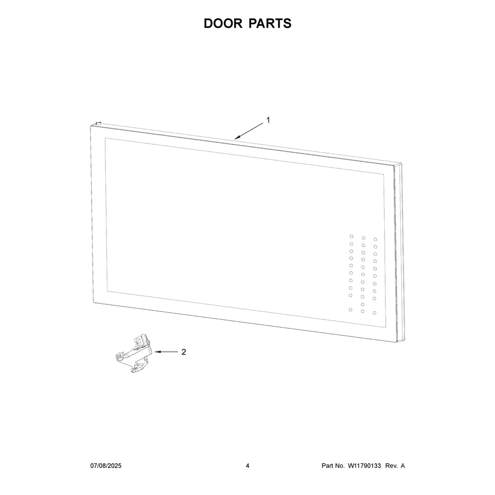 Door Parts Diagram and Parts List for WMML5530RB01  Whirlpool Microwave