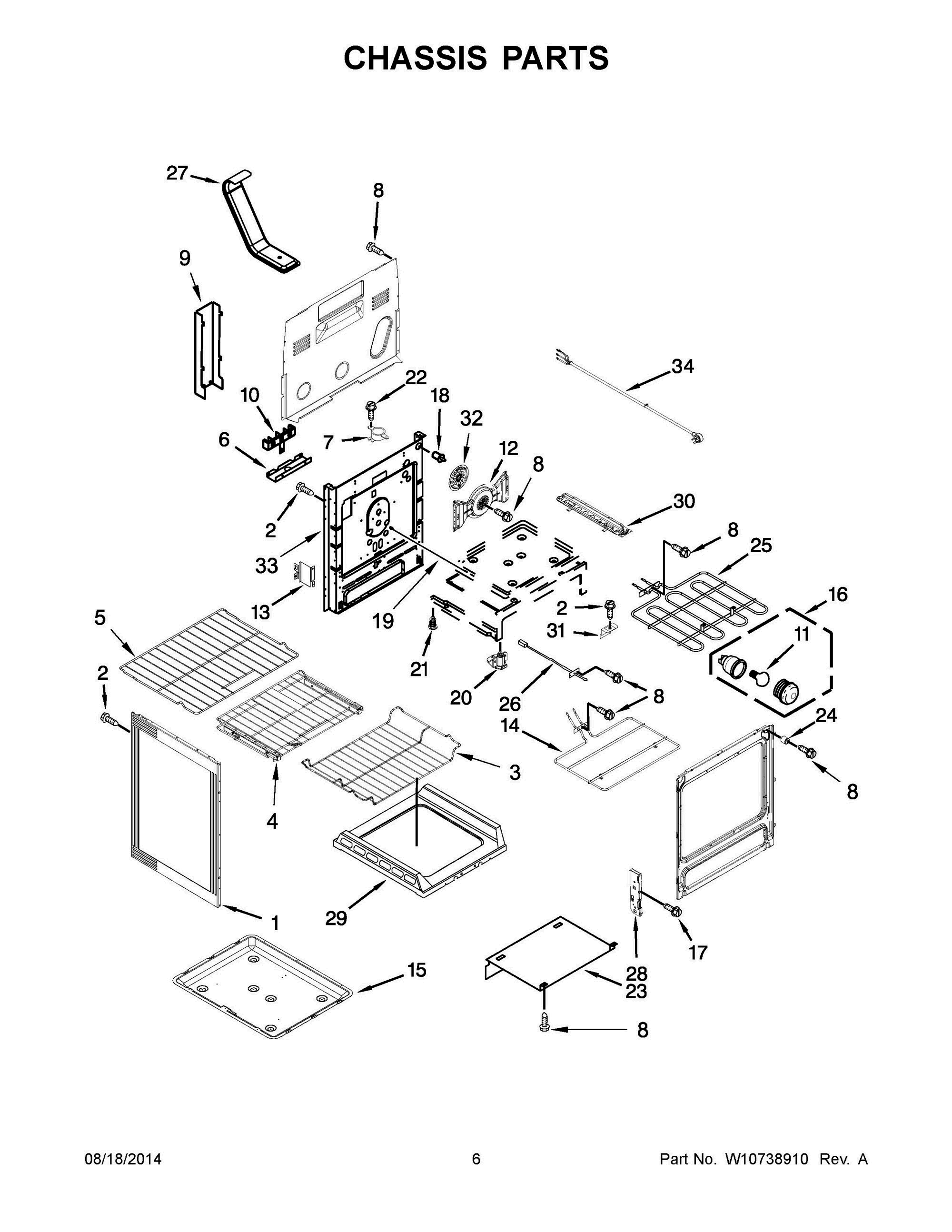 04 - CHASSIS PARTS Diagram and Parts List for YKERS306BSS1  Whirlpool Range