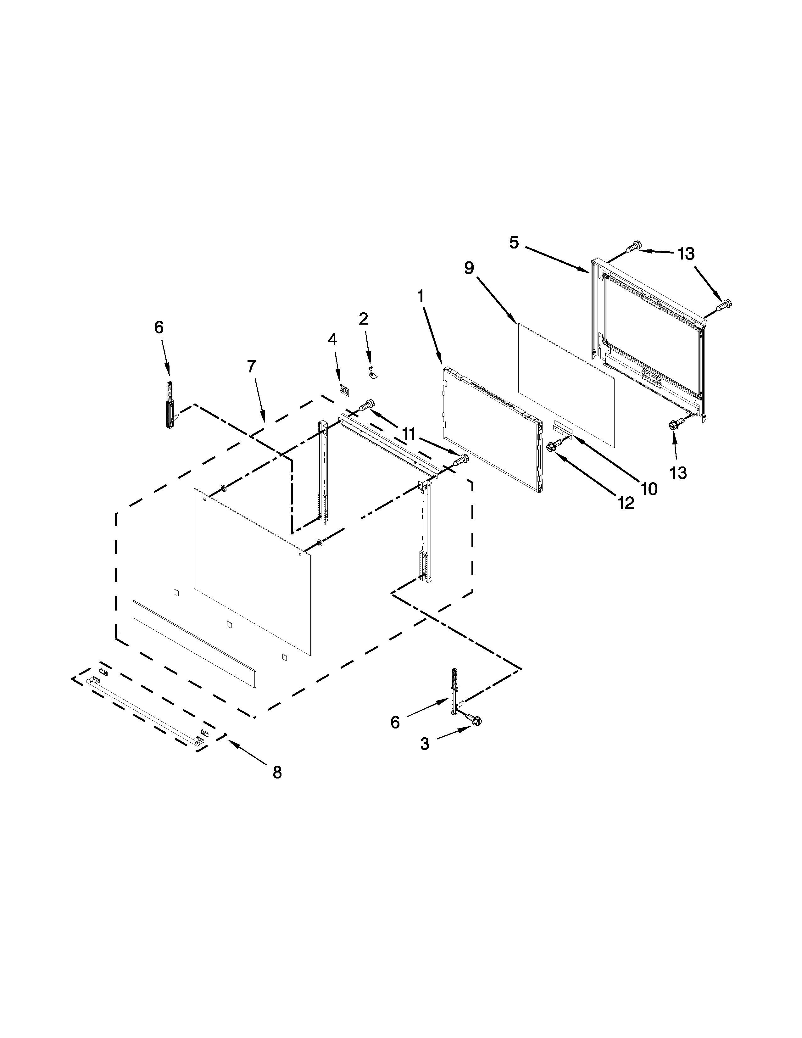 Upper Oven Door Parts Diagram and Parts List for IBD350DS02  Whirlpool Wall Oven
