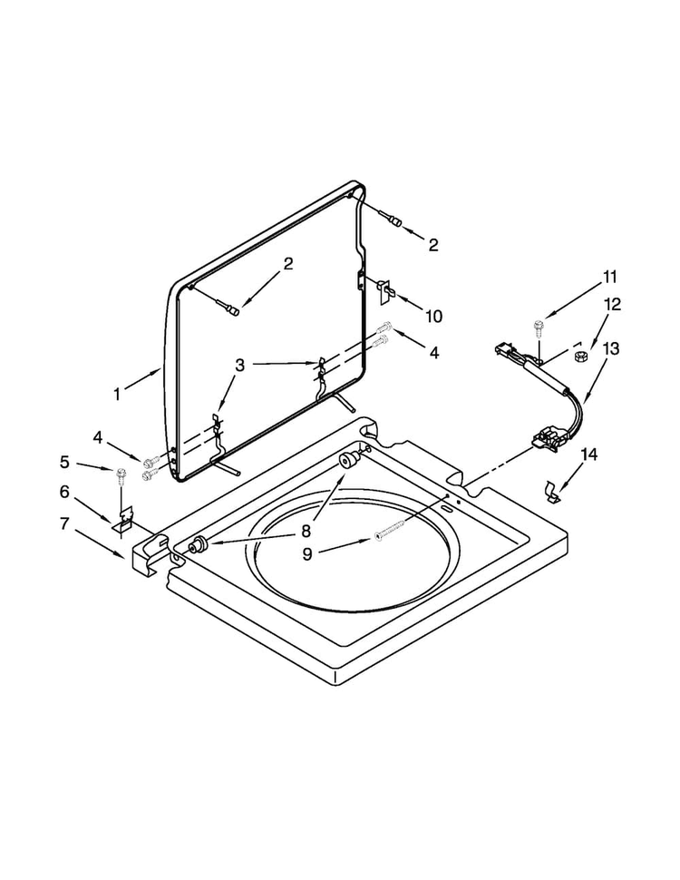Washer Top And Lid Parts Diagram and Parts List for 11026182029A  Kenmore Washer Dryer Combo