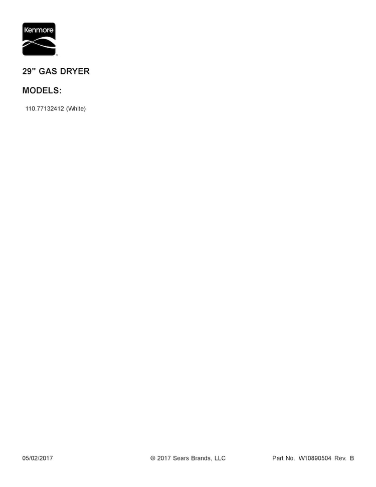 Cover Sheet Diagram and Parts List for 11077132412  Kenmore Dryer