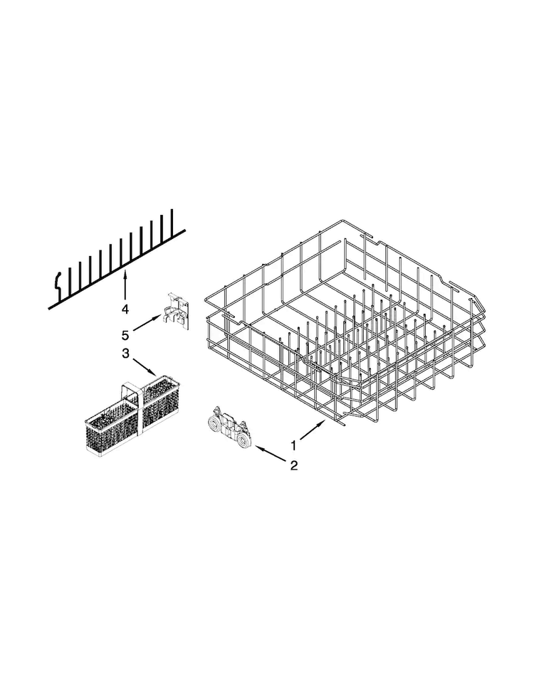 Lower Rack Parts Diagram and Parts List for KUDE20IXSSA  KitchenAid Dishwasher