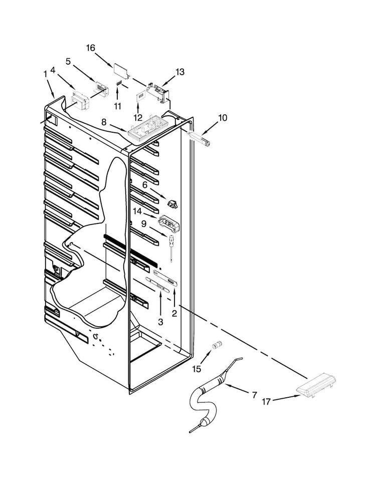 Refrigerator Liner Parts Diagram and Parts List for 10651139214  Kenmore Refrigerator