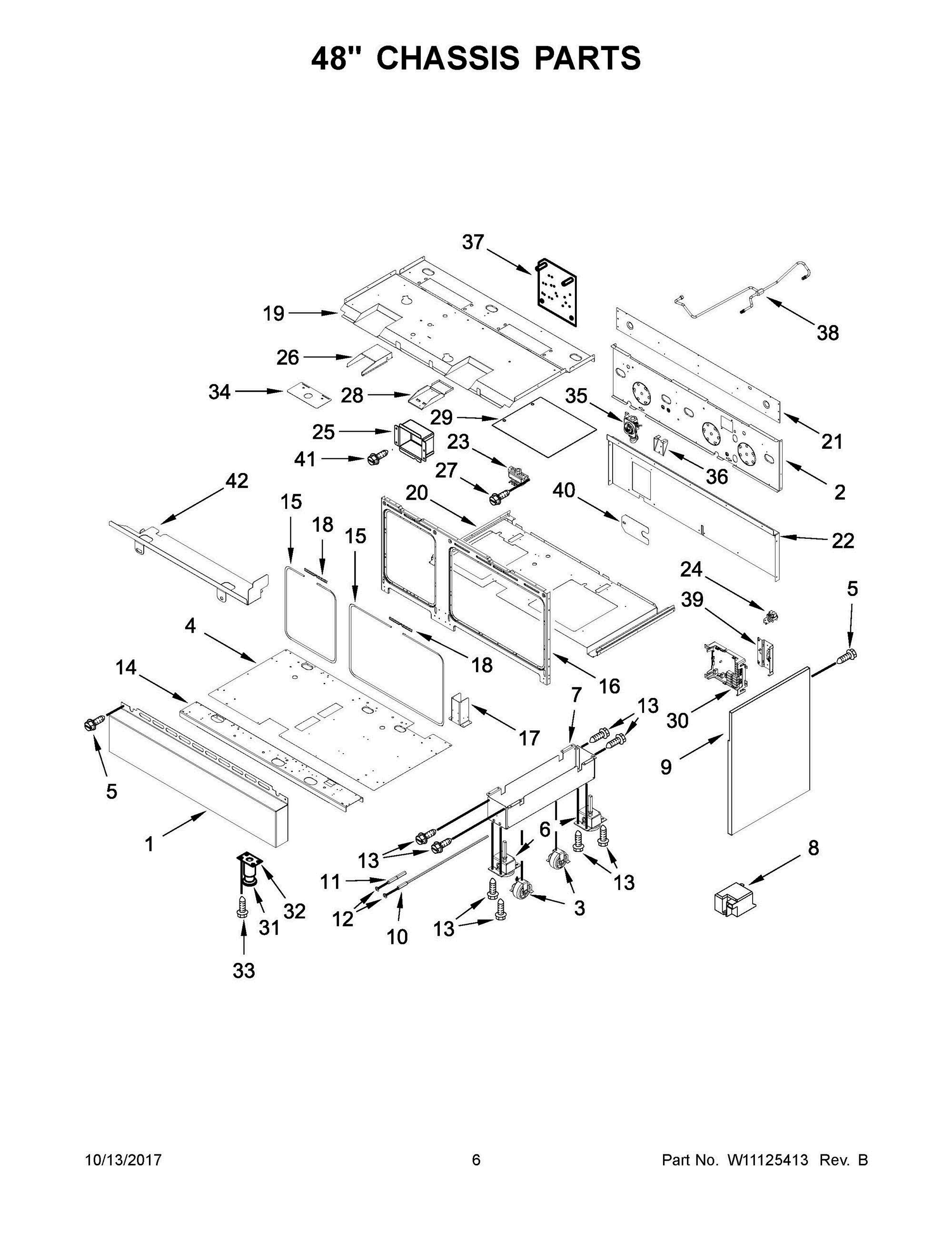 04 - 48" CHASSIS PARTS Diagram and Parts List for JGRP548WP02  Whirlpool Range