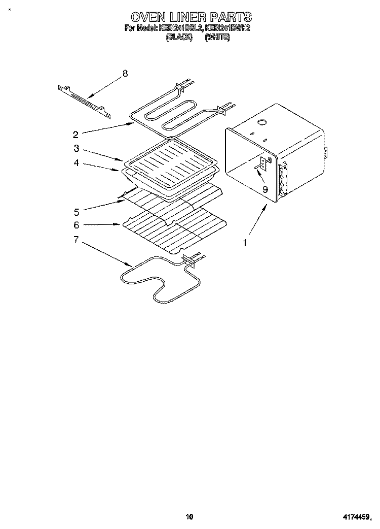 OVEN LINER Diagram and Parts List for KEBI241BBL2  KitchenAid Wall Oven