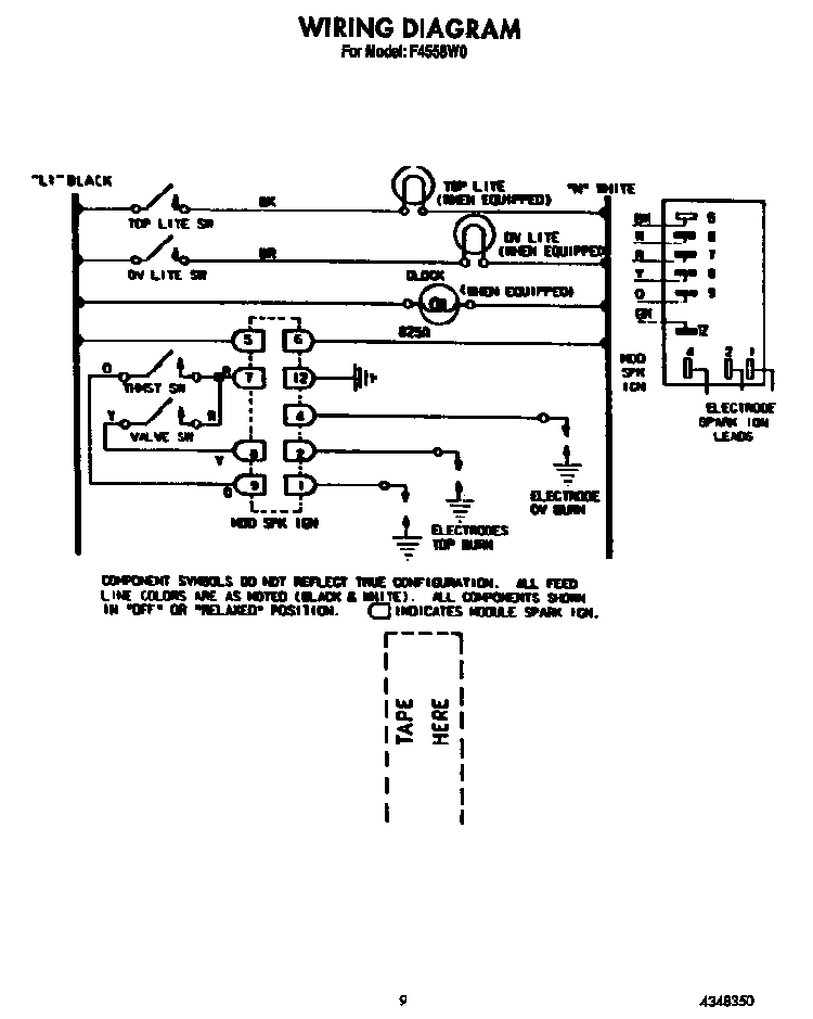 Wiring Diagram Diagram and Parts List for F4558*0  Roper Range