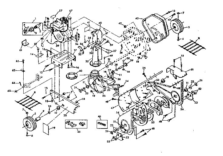 Engine And Blade Assembly Diagram and Parts List for S604221  Roper Snow Blower
