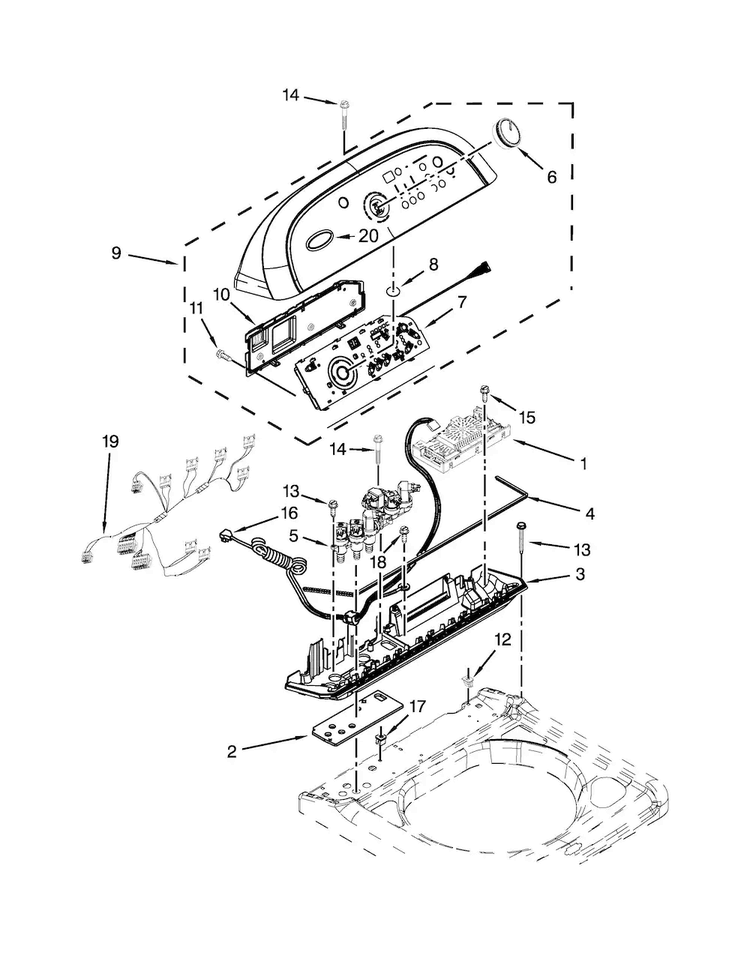 Control Panel Parts Diagram and Parts List for WTW8540BC1  Whirlpool Washer