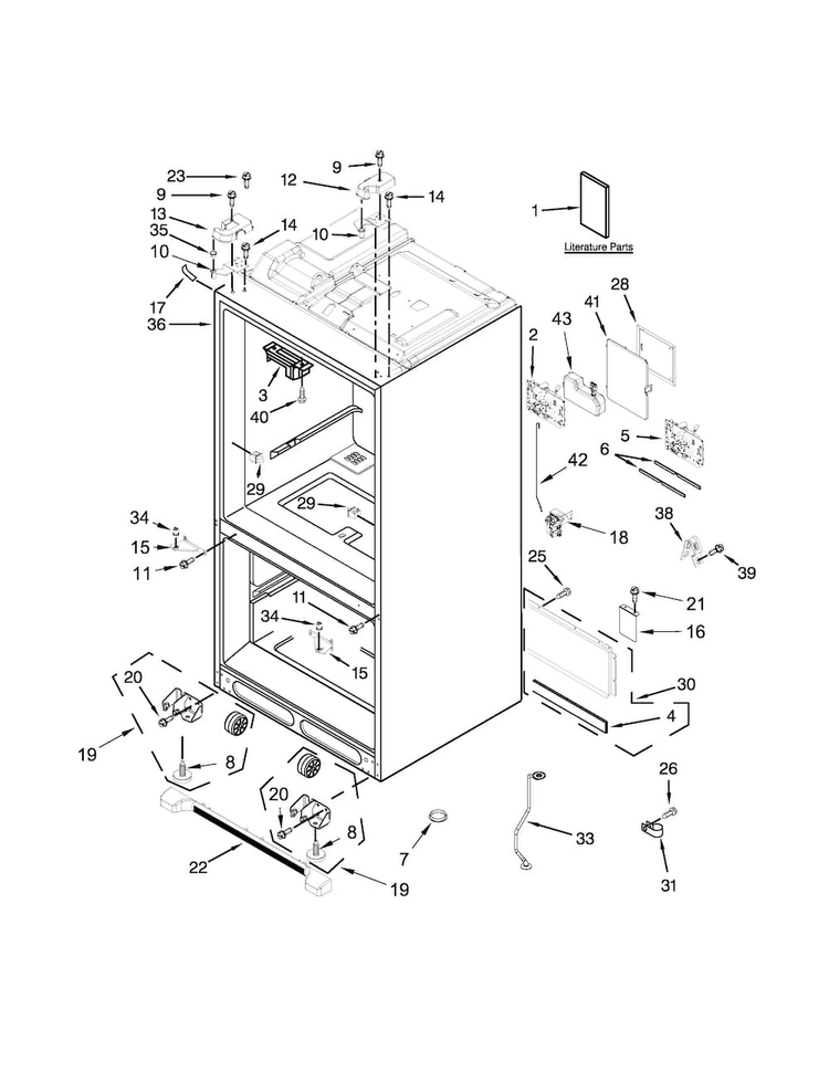 Cabinet Parts Diagram and Parts List for KFIS29PBMS01  KitchenAid Refrigerator