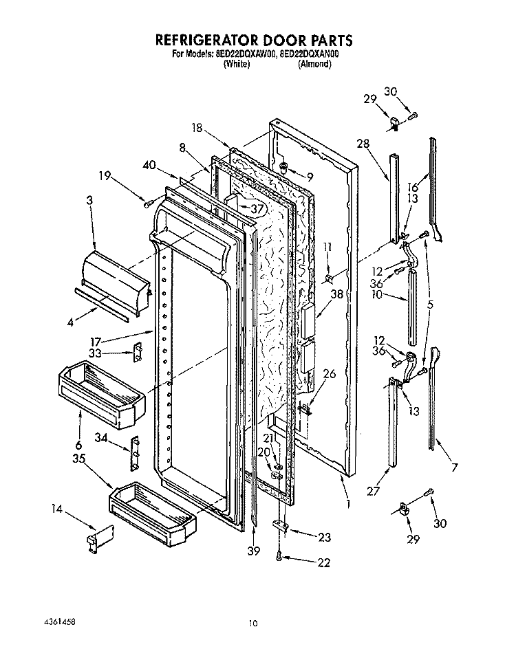REFRIGERATOR DOOR Diagram and Parts List for 8ED22DQXAN00  Whirlpool Refrigerator