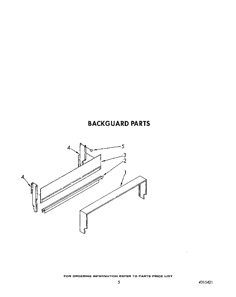BACKGUARD Diagram and Parts List for SF0100SRW6  Whirlpool Range