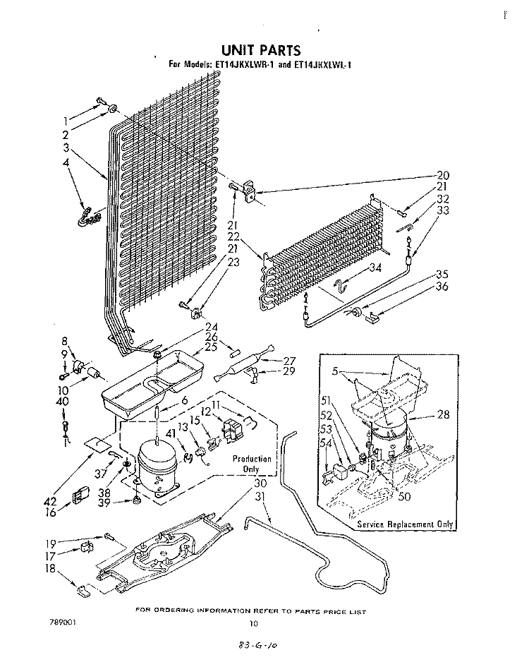 UNIT Diagram and Parts List for ET14JKXLWL1  Whirlpool Refrigerator