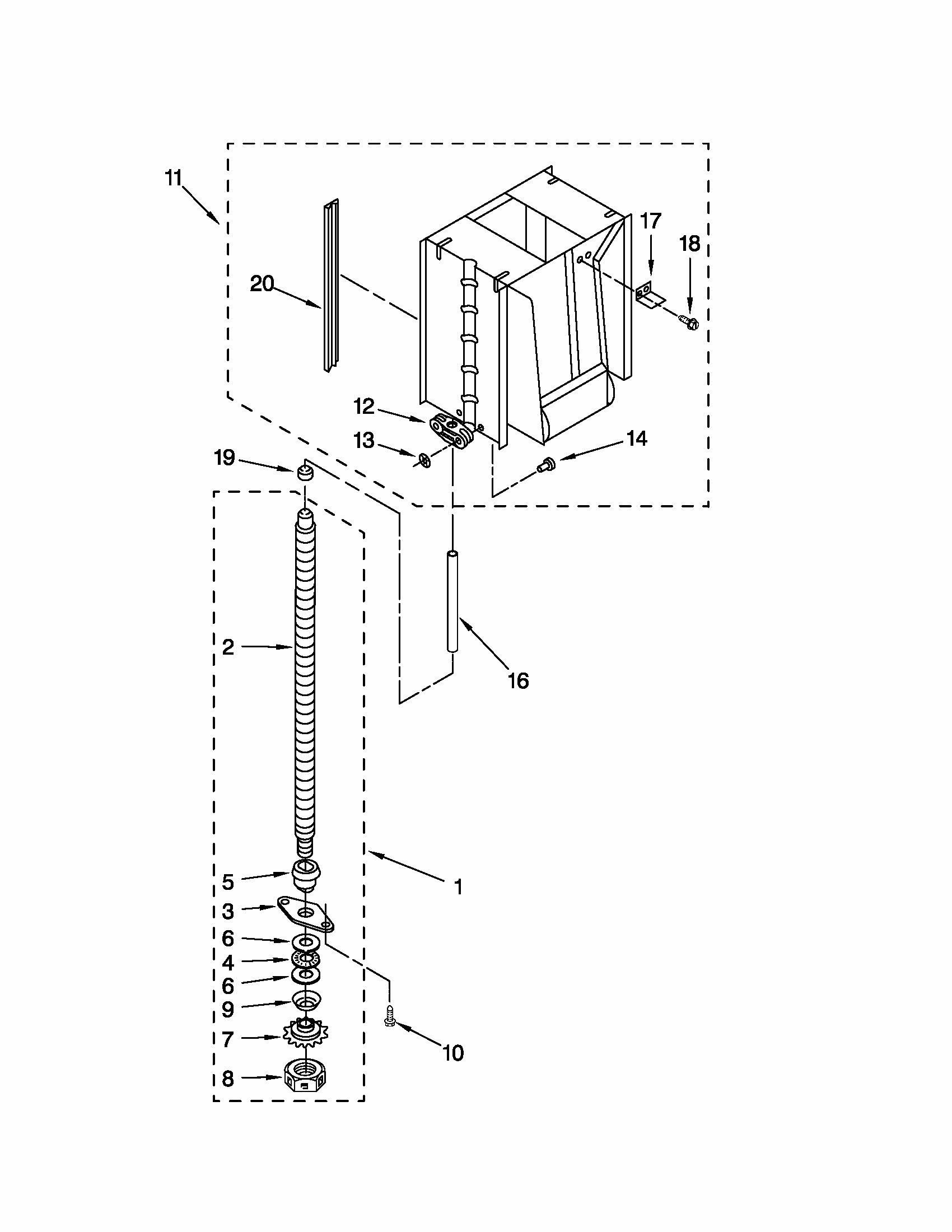 Powerscrew And Ram Parts Diagram and Parts List for 66514722110  Kenmore Trash Compactor