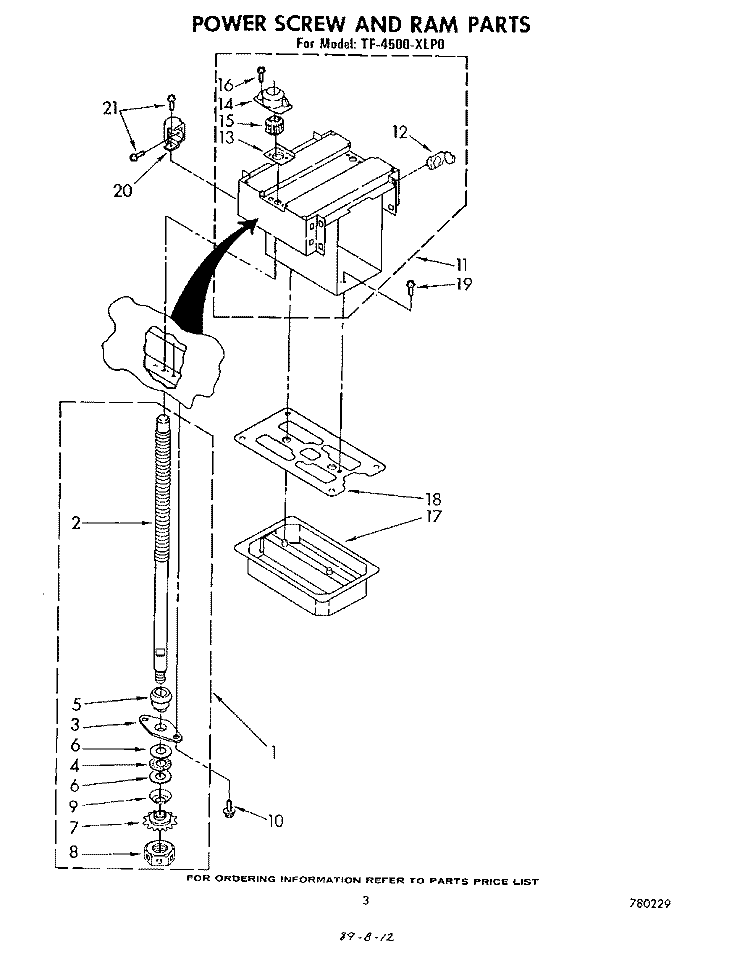 SECTION Diagram and Parts List for TF4500XLP0  Whirlpool Trash Compactor