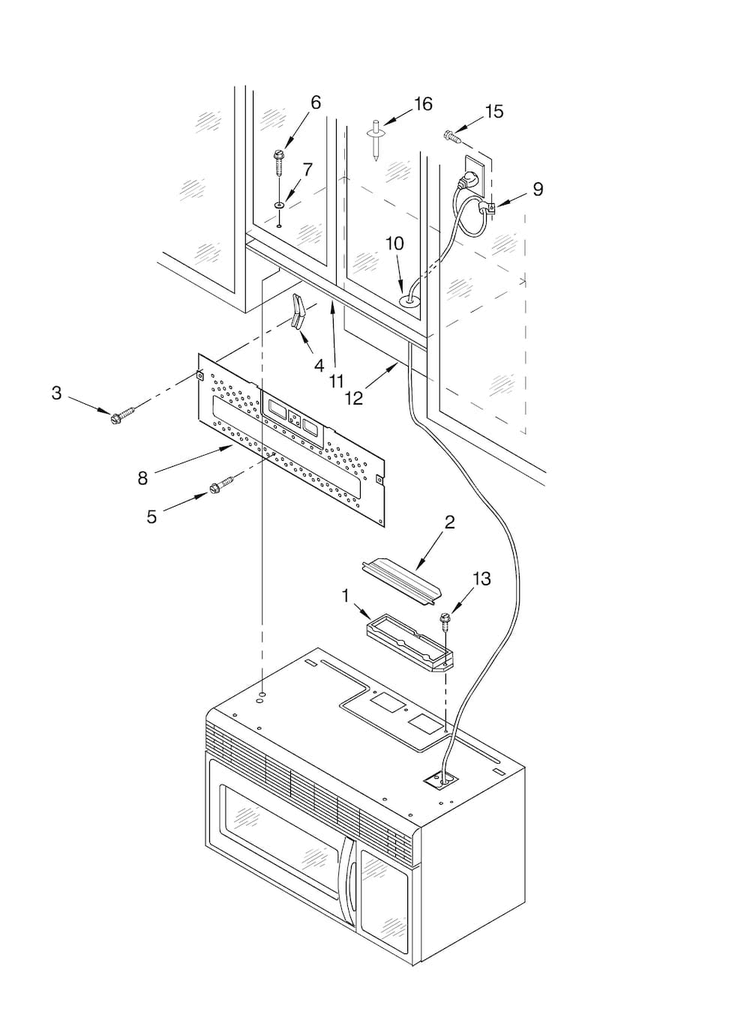 Installation Diagram and Parts List for MH6150XHB1  Whirlpool Microwave