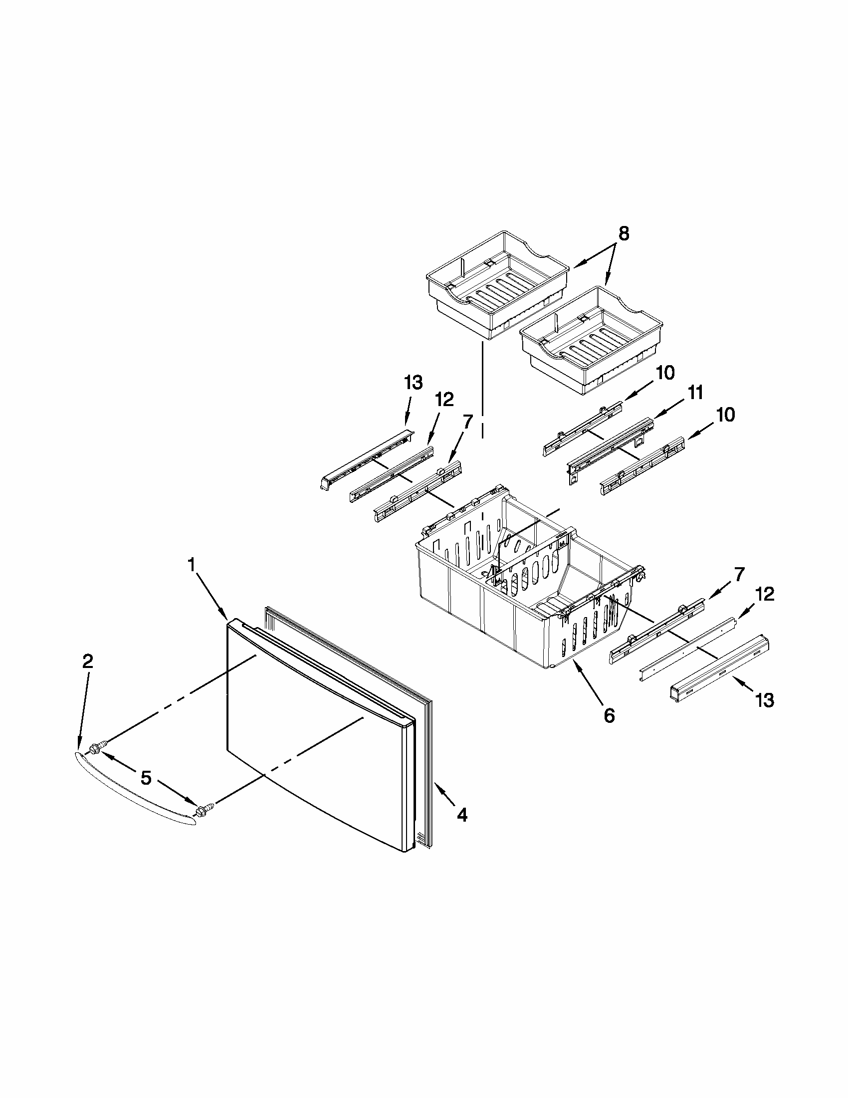 Freezer Door Parts Diagram and Parts List for 59679242016  Kenmore Refrigerator