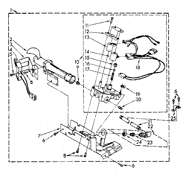 694670 Burner Assembly Diagram and Parts List for LG7801XSN1  Whirlpool Dryer