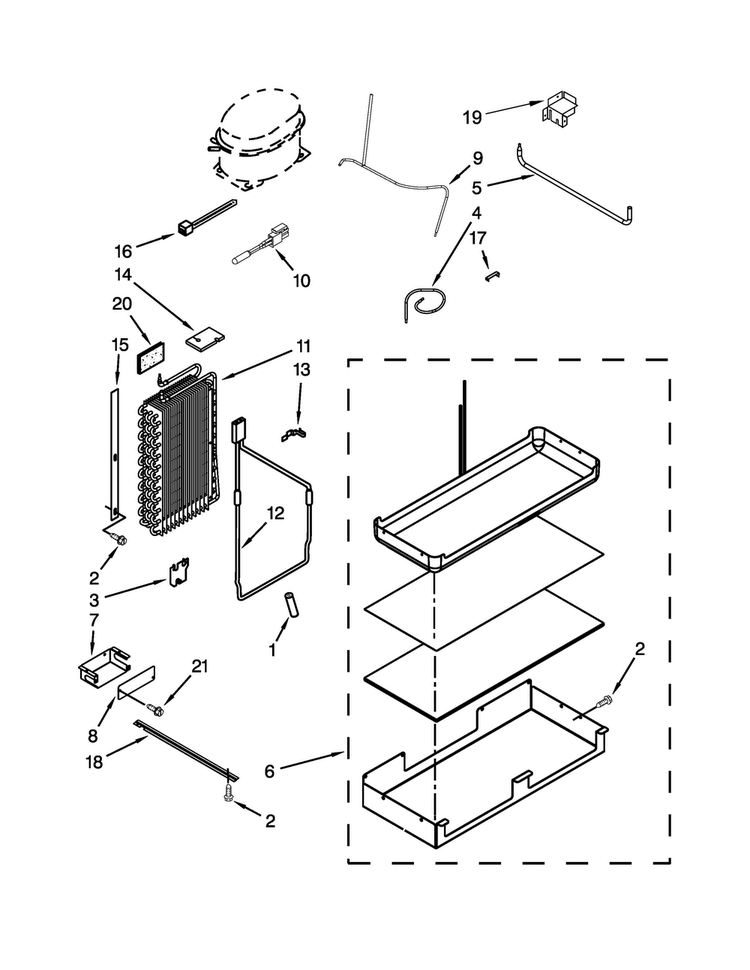 Lower Unit And Tube Parts Diagram and Parts List for KSSC42QTS18  KitchenAid Refrigerator
