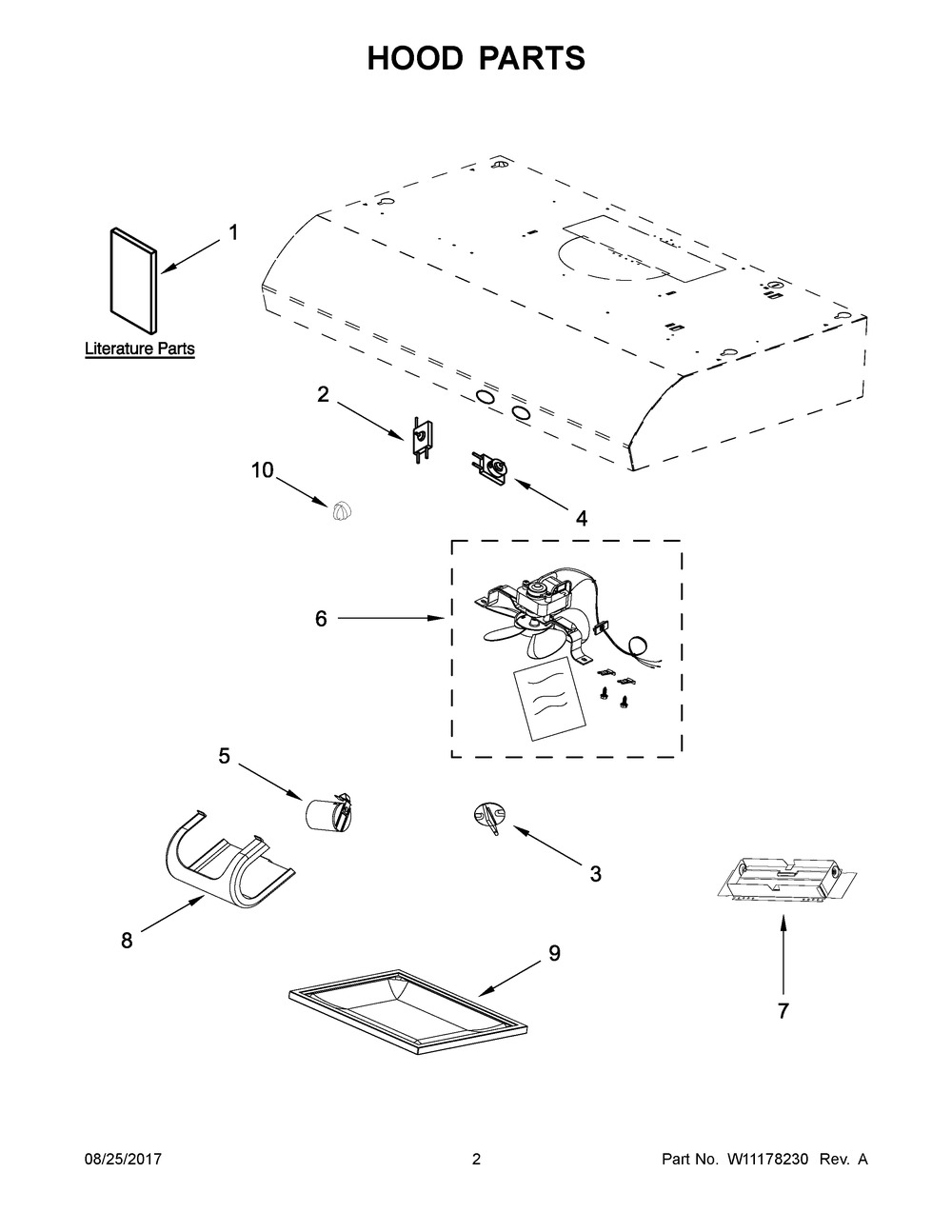 Hood Parts Diagram and Parts List for IH3402DS2  Whirlpool Range Hood