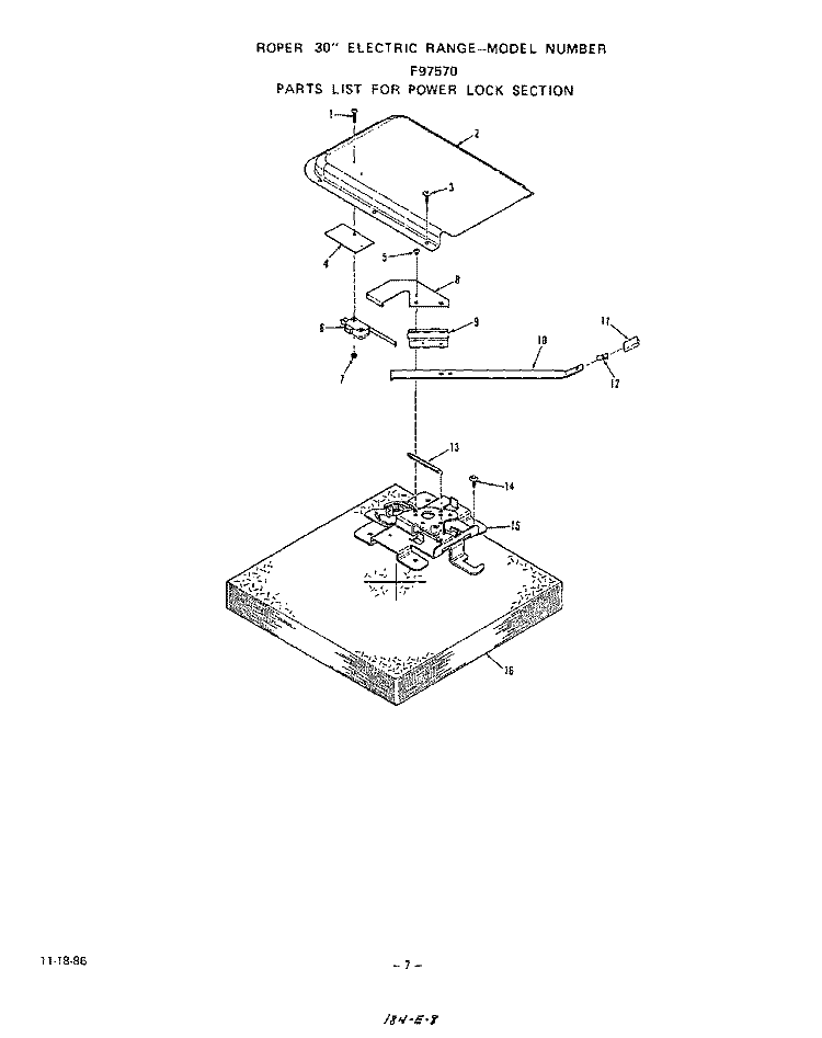 POWER LOCK Diagram and Parts List for F9757W0  Roper Range
