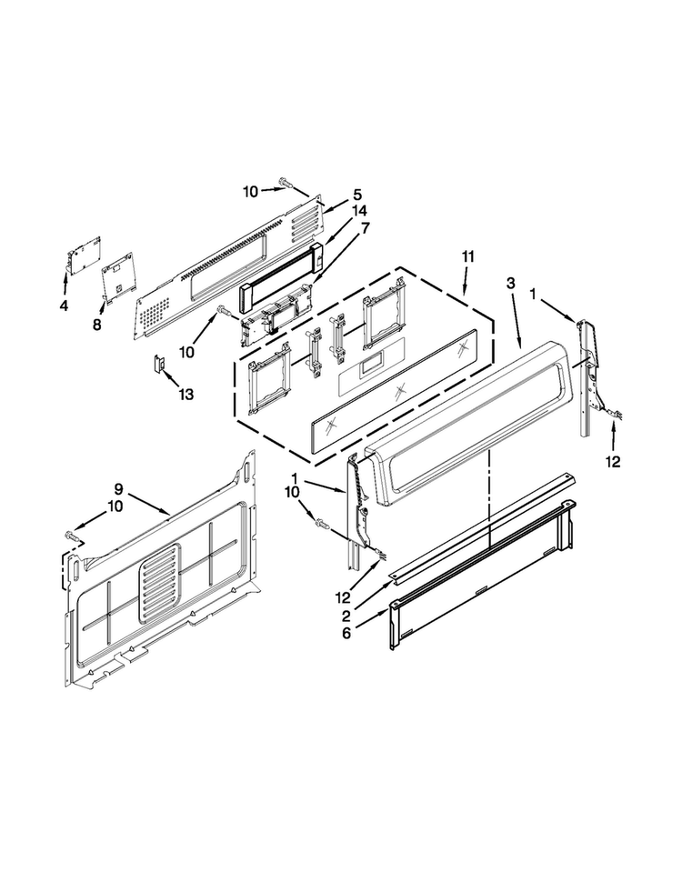 Control Panel Parts Diagram and Parts List for KGRS308BSS2  KitchenAid Range