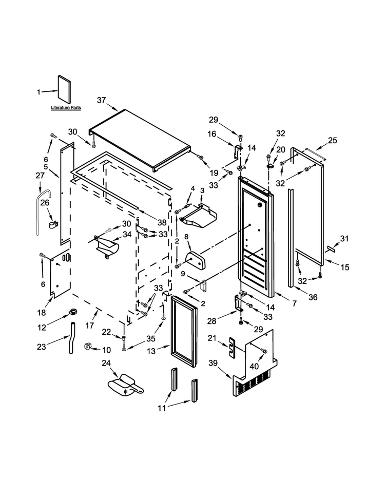 Cabinet, Door And Liner Parts Diagram and Parts List for KUIX505ESS0  KitchenAid Ice Maker