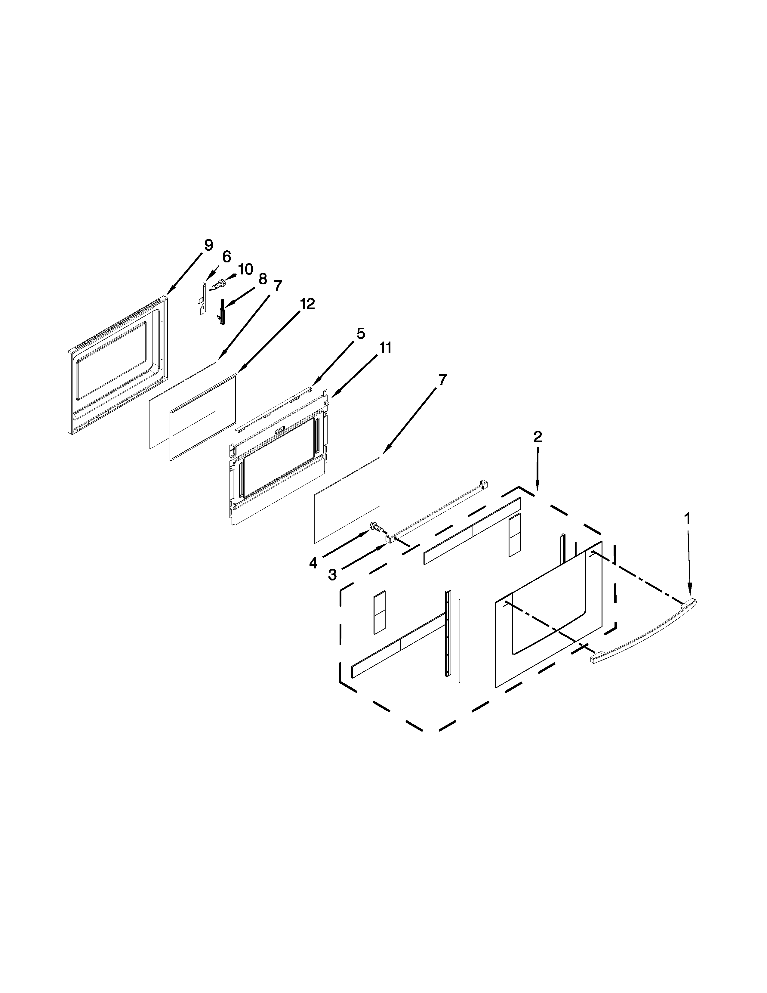 Lower Door Parts Diagram and Parts List for IGS900DS04  Whirlpool Range