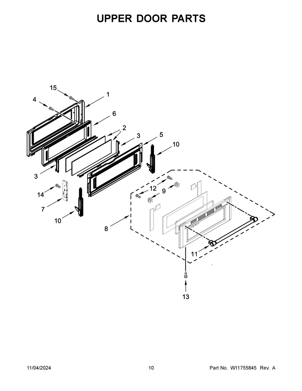 06 - Upper Door Parts Diagram and Parts List for MGT8800FZ11  Whirlpool Range