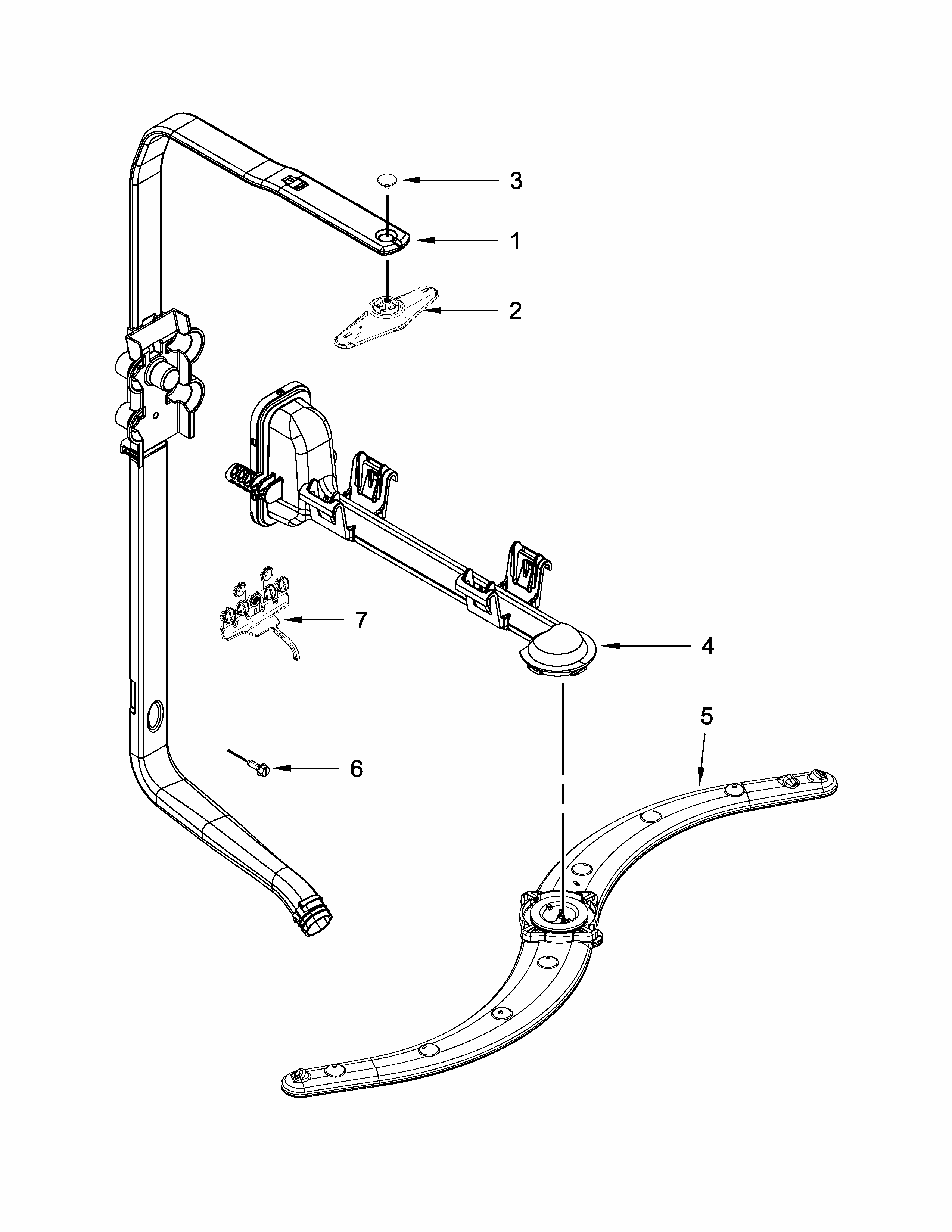 Upper Wash And Rinse Parts Diagram and Parts List for 66513204N410  Kenmore Dishwasher