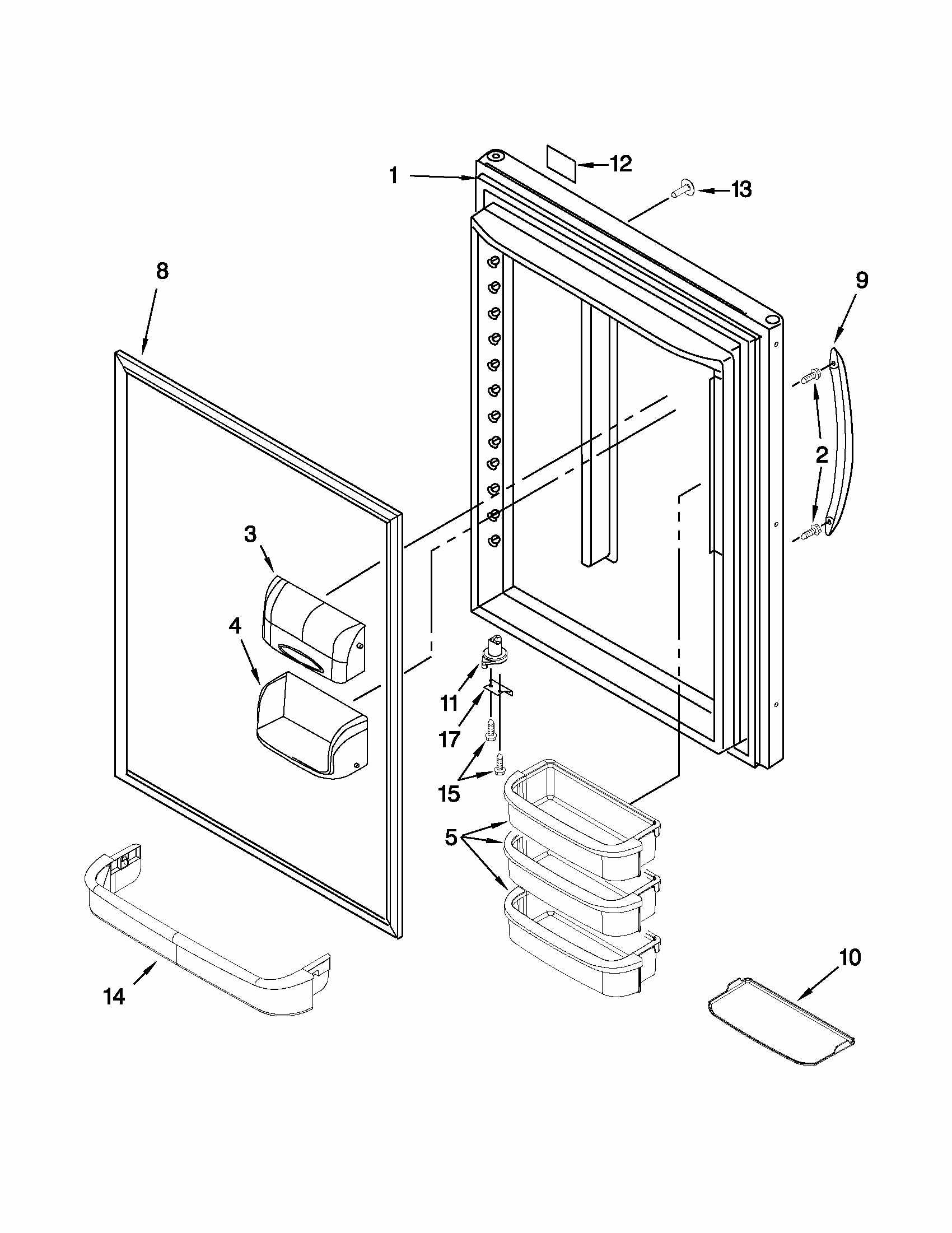 Refrigerator Door Diagram and Parts List for 59669382010  Kenmore Refrigerator