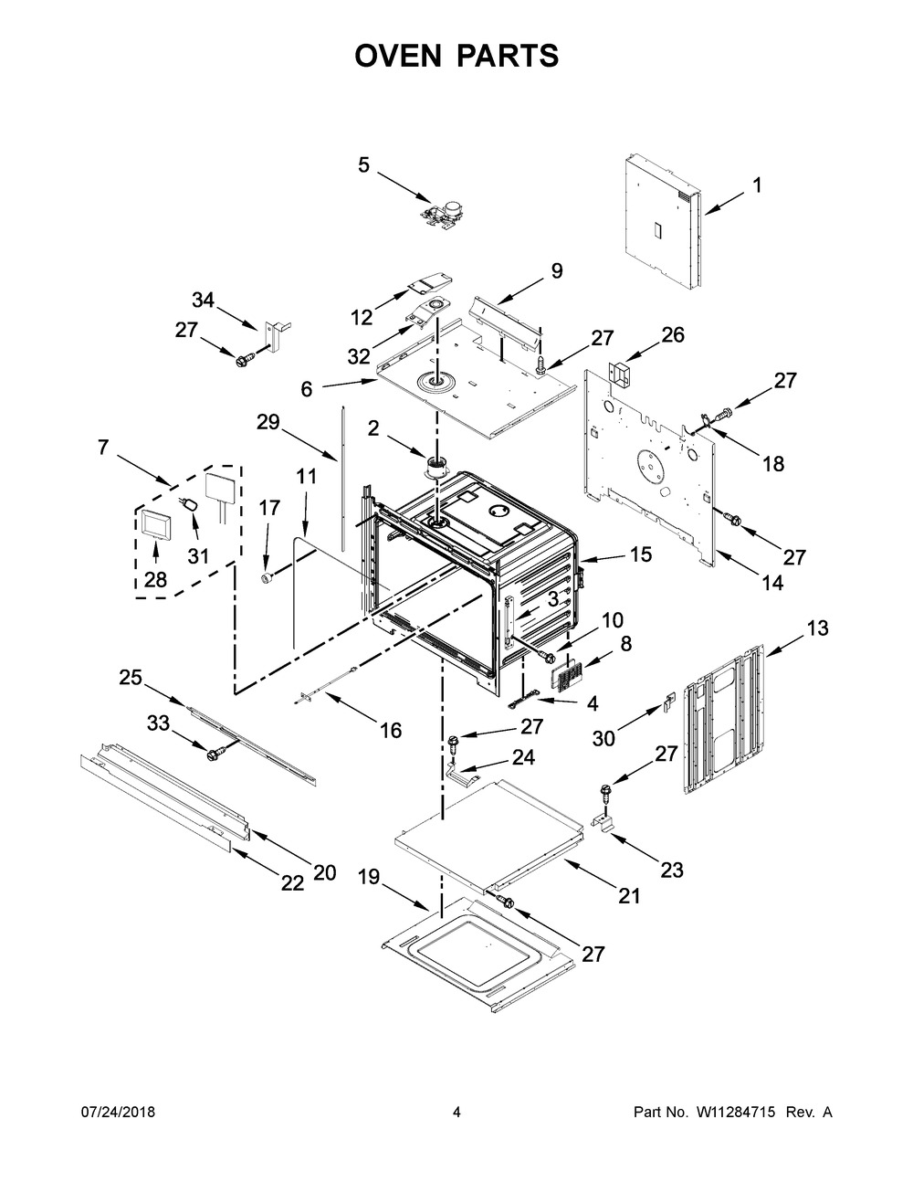 Oven Parts Diagram and Parts List for KOSE507EBL04  Whirlpool Wall Oven