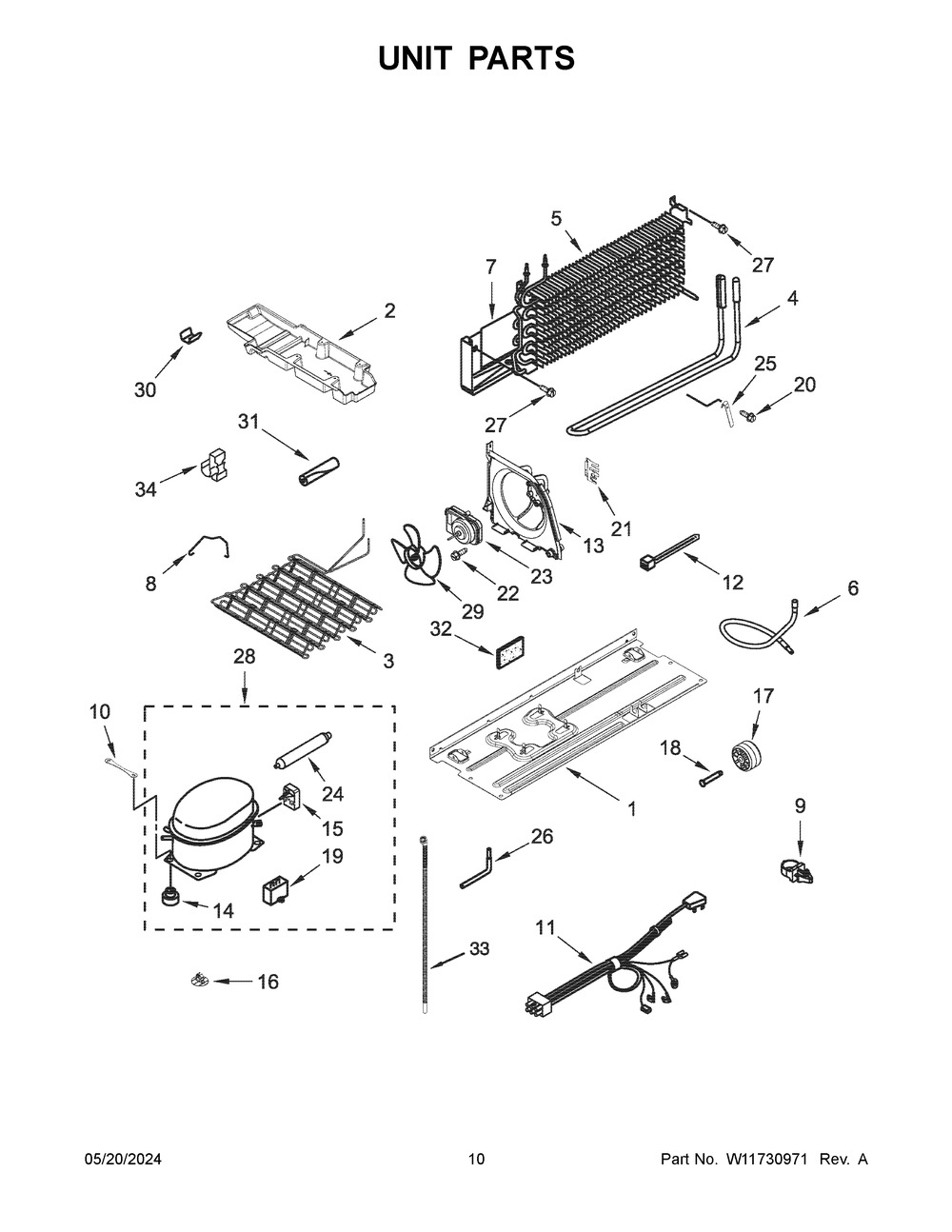 Unit Parts Diagram and Parts List for WRT541SZDW03  Whirlpool Refrigerator