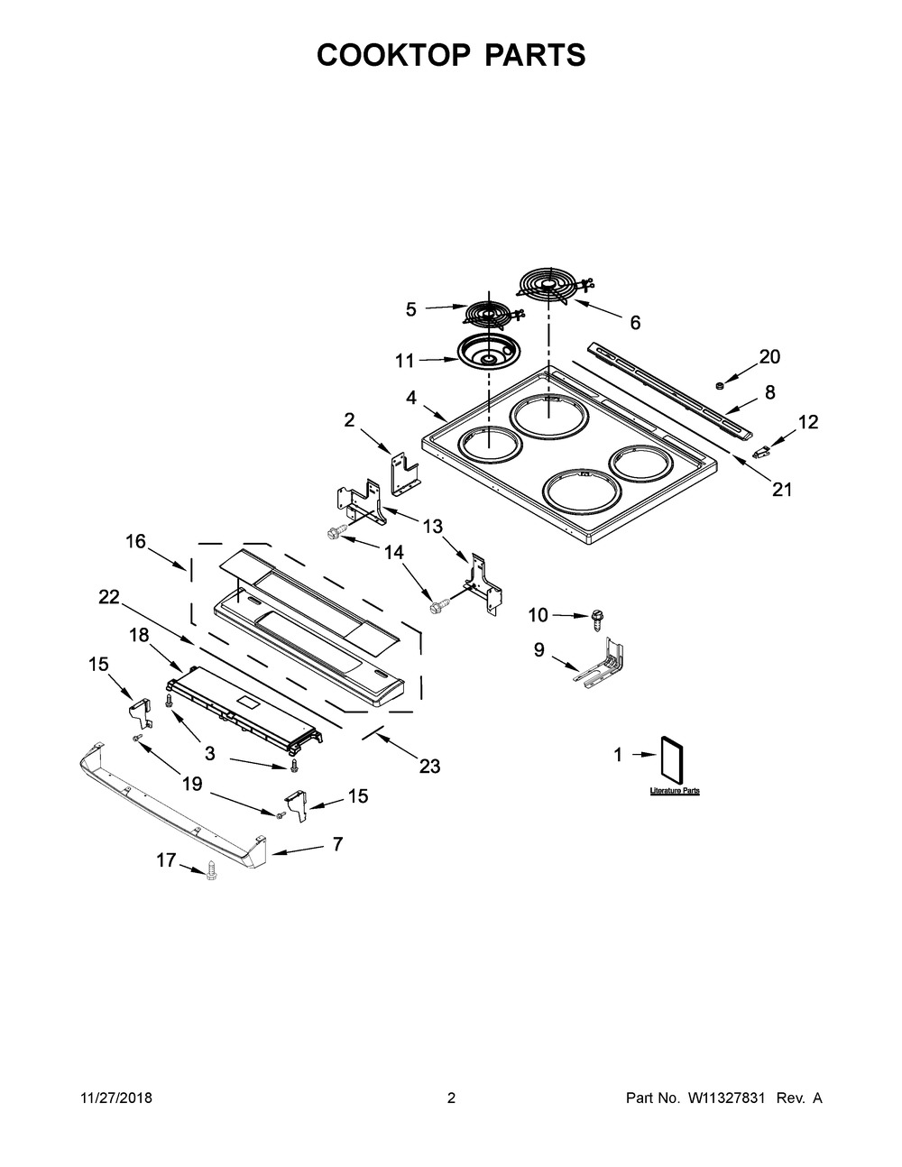 Cooktop Parts Diagram and Parts List for WEC310SAGW2  Whirlpool Range