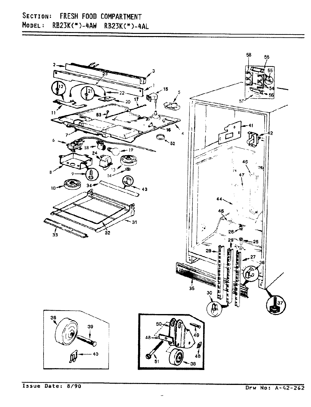 04 - Fresh Food Compartment Diagram and Parts List for RB23KA-4AW  Whirlpool Refrigerator