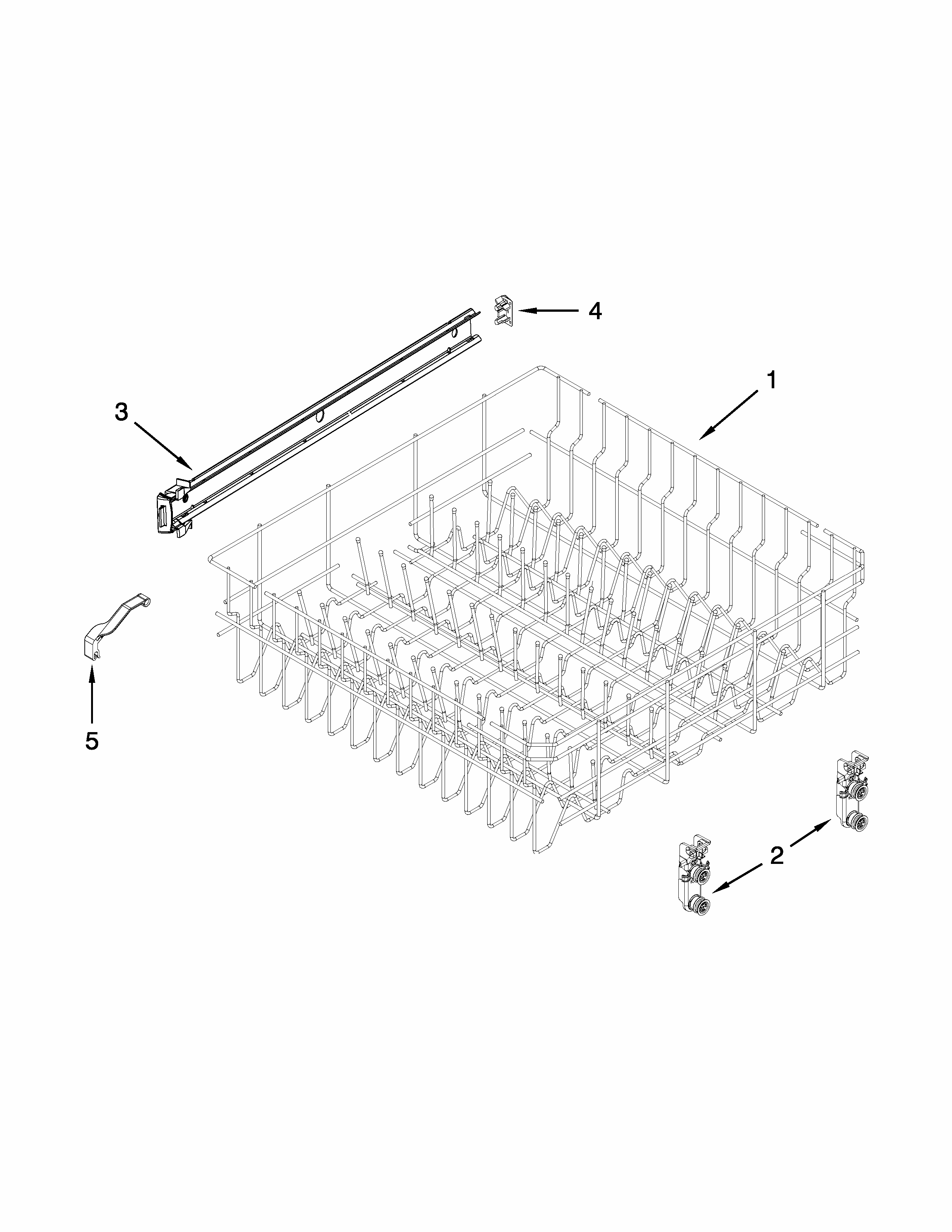 Upper Rack And Track Parts Diagram and Parts List for 66513272K117  Kenmore Dishwasher