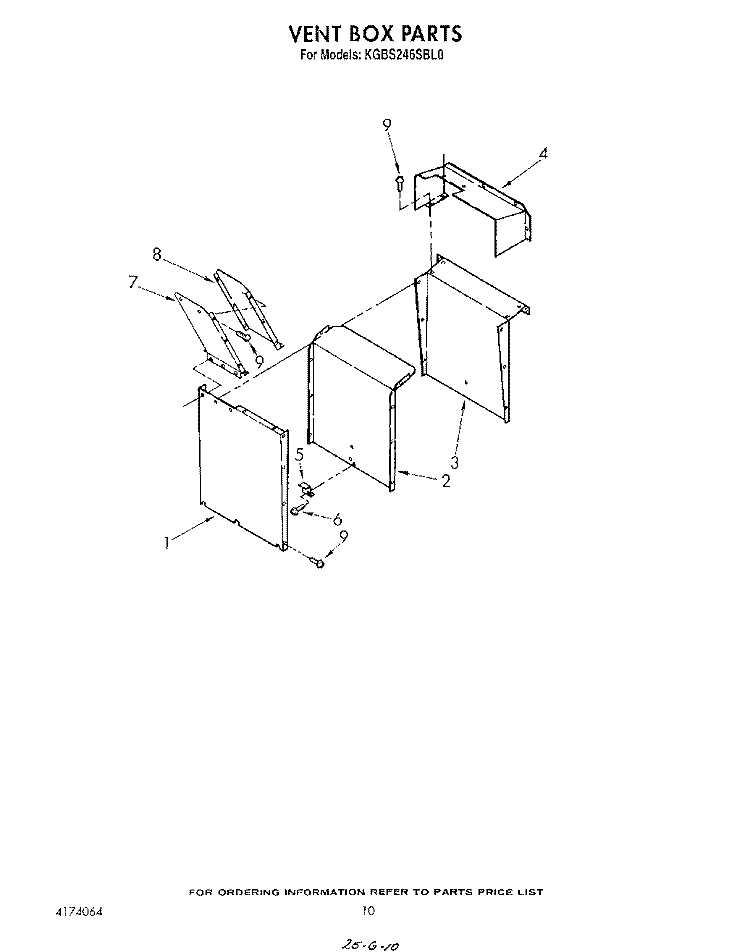 VENT BOX Diagram and Parts List for KGBS246SBL0  KitchenAid Wall Oven