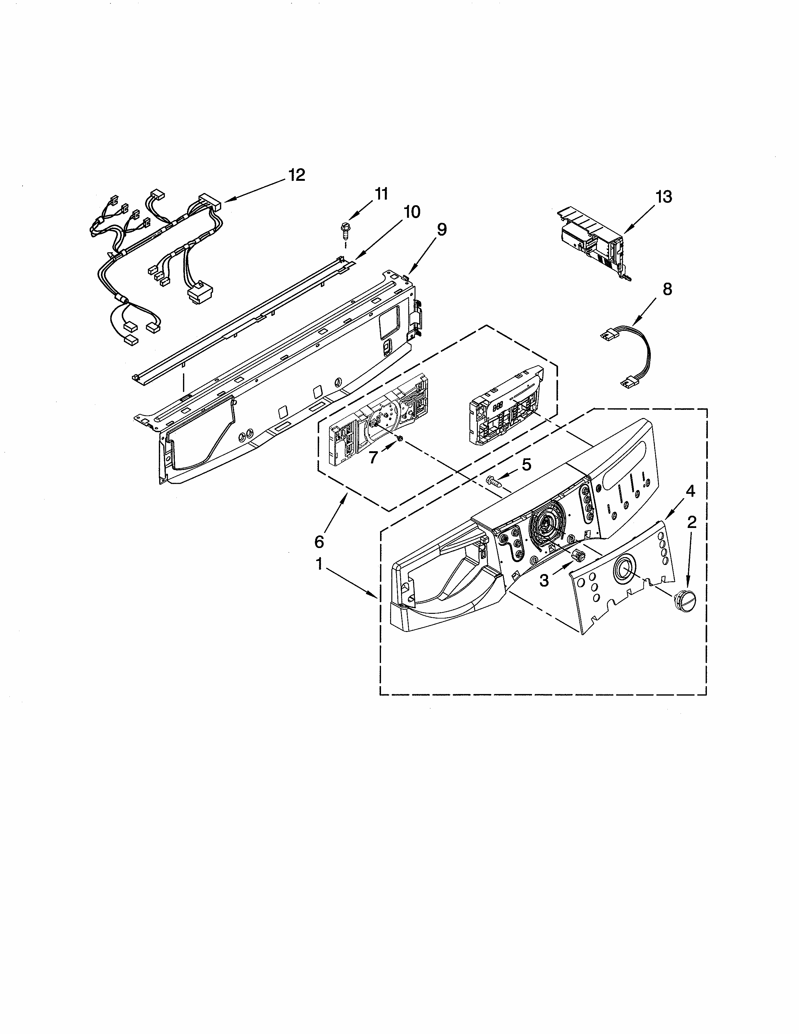 Control Panel Diagram and Parts List for 11047892703  Kenmore Washer