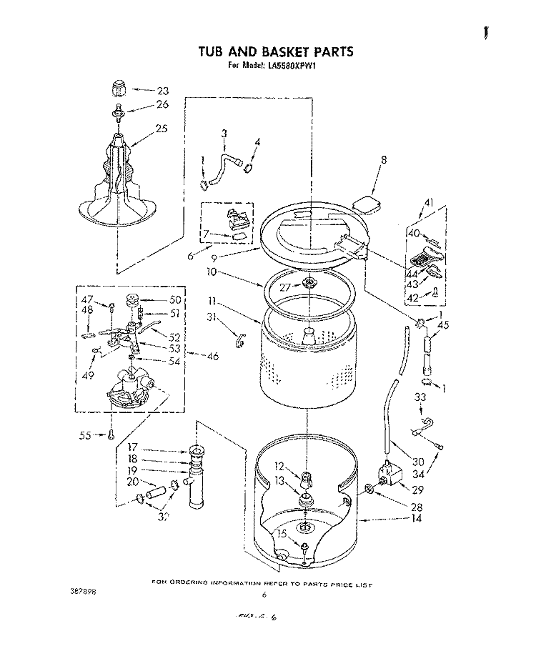 TUB AND BASKET Diagram and Parts List for LA5580XPW1  Whirlpool Washer
