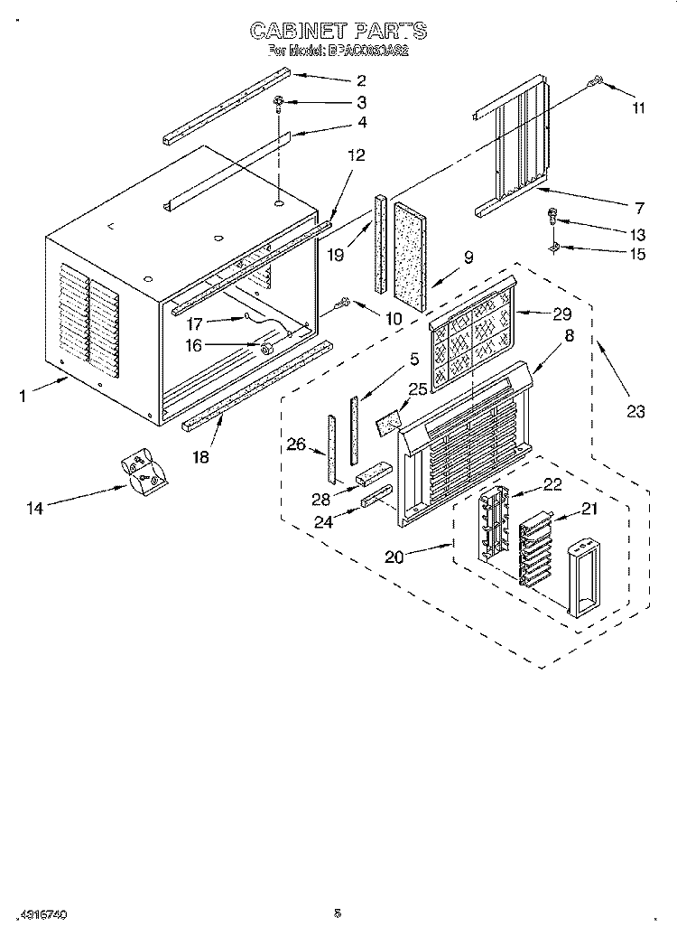 CABINET Diagram and Parts List for BPAC0830AS2  KitchenAid Air Conditioner