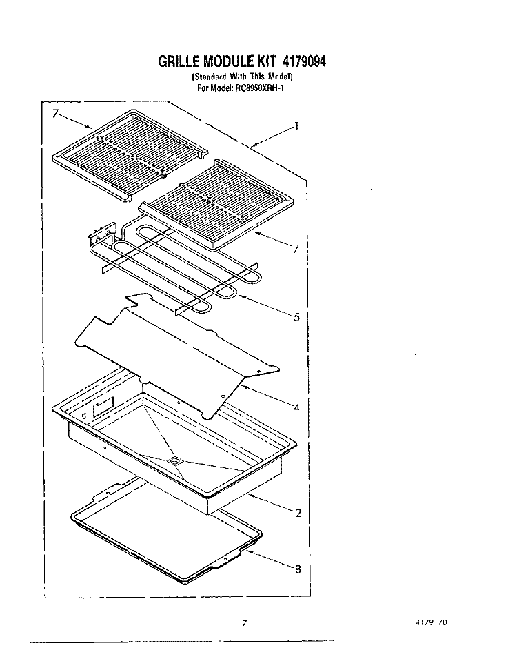 GRILL MODULE KIT 4179094 Diagram and Parts List for RC8950XRH1  Whirlpool Cooktop