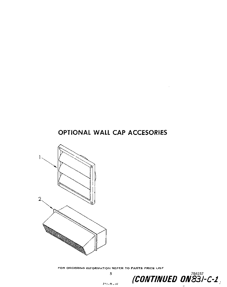 LIT/OPTIONAL WALL CAP Diagram and Parts List for SC8900EMH0  Whirlpool Cooktop