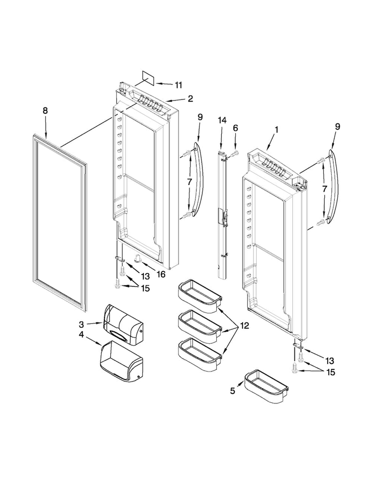 Refrigerator Door Diagram and Parts List for 10672013017  Kenmore Refrigerator