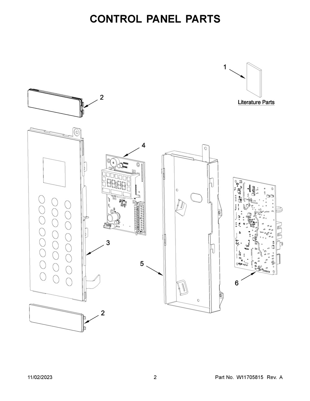 Control Panel Parts Diagram and Parts List for YWMMF5930PW00  Whirlpool Microwave